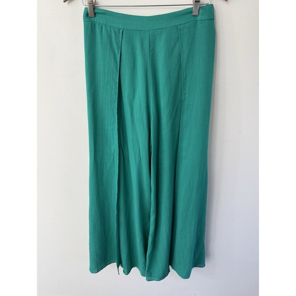 Lulus Postcards From Me Turquoise Green Wide Leg Pants Size M Boho Coastal